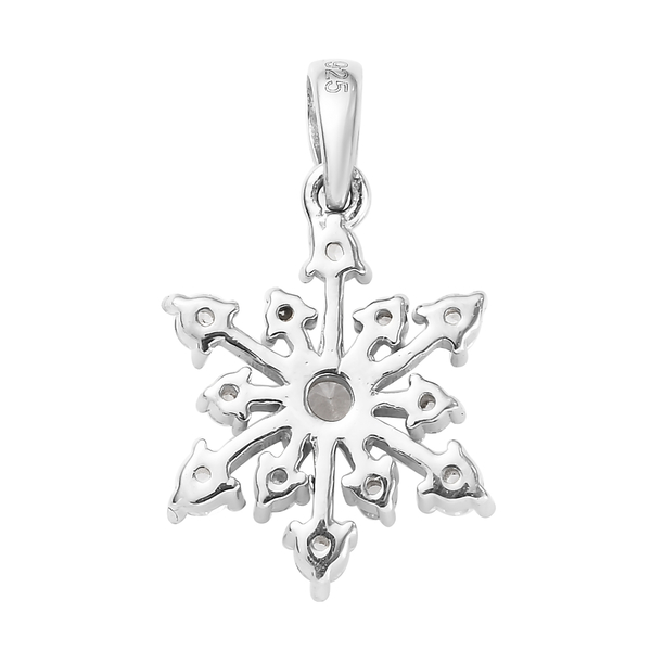 2 Piece Set - Natural Cambodian Zircon Snowflake Pendant and Earrings (with Push Back) in Platinum Overlay Sterling Silver 1.00 Ct.