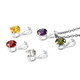 Set of 5 - ELANZA Simulated Multi Gemstones Pendant (With 20 Inch Chain) in Sterling Silver