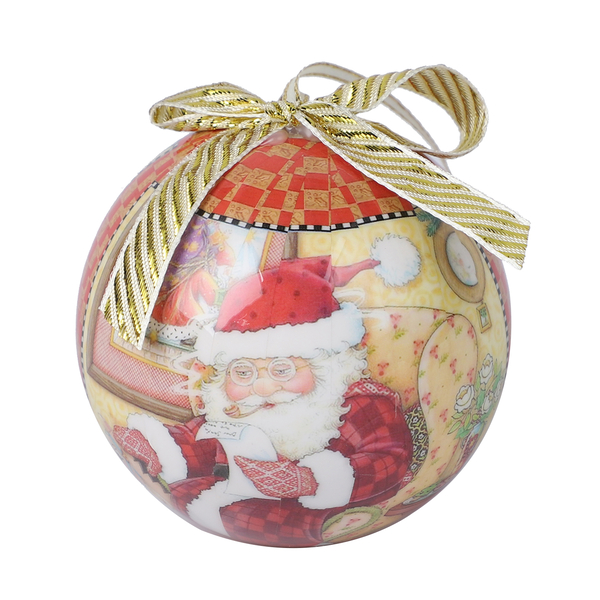 Set of 14 - Christmas Decorative Santa Claus, Children & Socks Balls with Ribbons in Gift Box