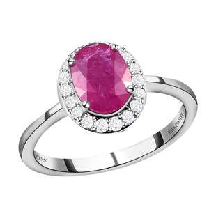 RHAPSODY 950 Platinum AAAA Natural Mozambique Ruby and Diamond (VS / E-F) Halo Ring 1.75 Ct.