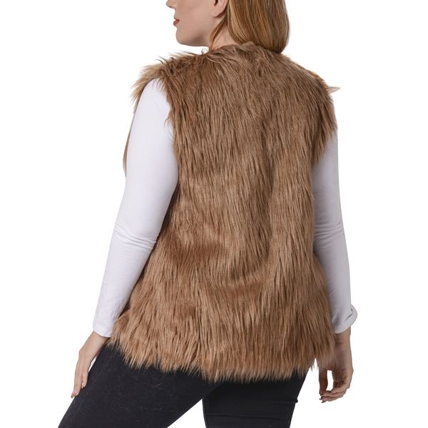 Brown Colour Faux Fur Gilet  (One Size Fits all; 50x70 Cm)