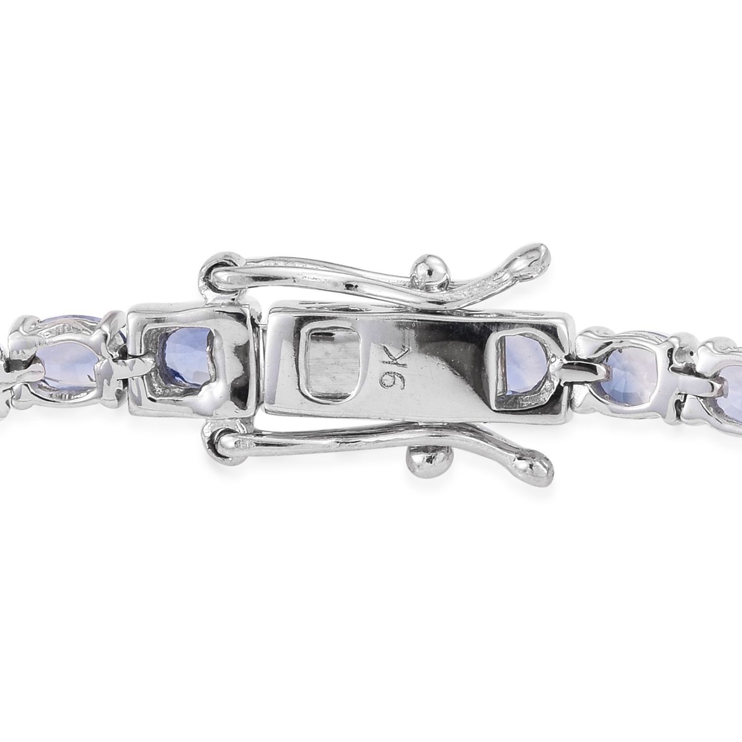 9K White Gold 7 Carat Tanzanite Oval Tennis Bracelet - Size 7.