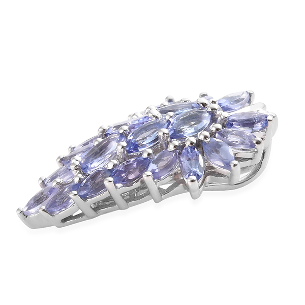 Tanzanite (Mrq) Floral Pendant in Platinum Overlay Sterling Silver 2.250 Ct.