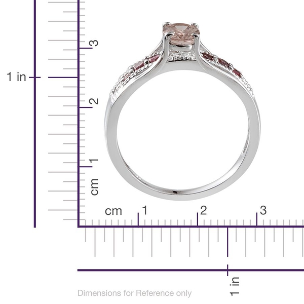 Marropino Morganite (Ovl 0.50 Ct), Pink Tourmaline Ring in Platinum Overlay Sterling Silver 0.750 Ct.