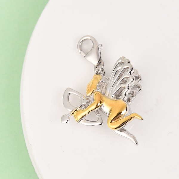 Love Cupid Charm in Platinum and Gold Overlay Sterling Silver