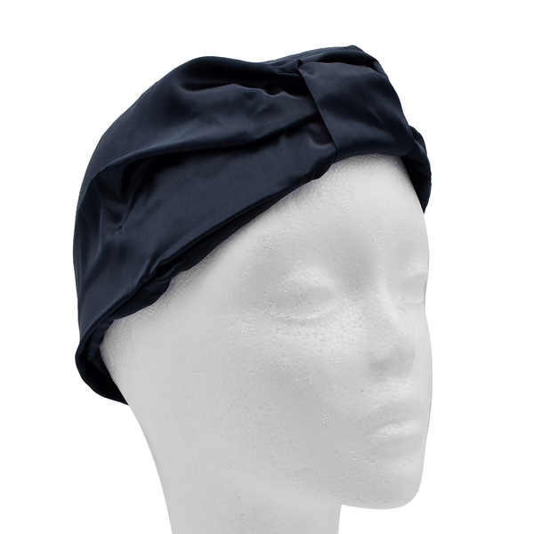 100% Mulberry Silk Turban / Bonnet in Black (Size 18x24cm)