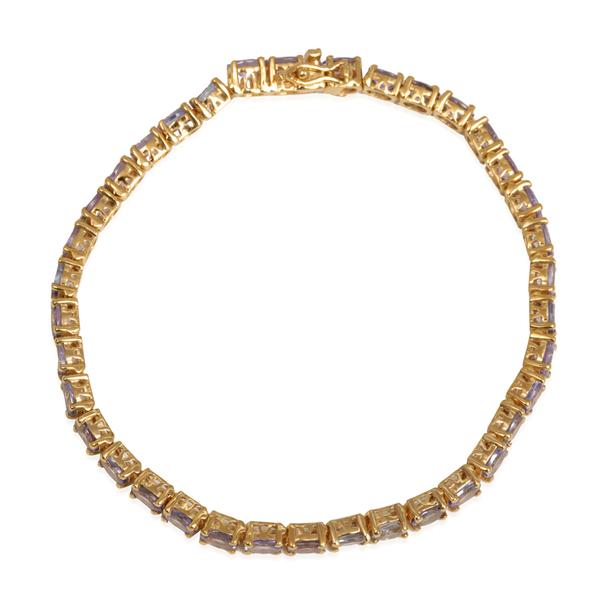 Tanzanite (Ovl) Tennis Bracelet (Size 7.75) in 14K Gold Overlay Sterling Silver 11.500 Ct.