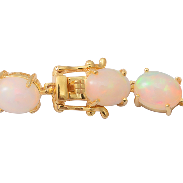 Ethiopian Welo Opal Bracelet (Size - 7) in Yellow Gold Overlay Sterling Silver 20.08 Ct, Silver wt. 10.00 Gms