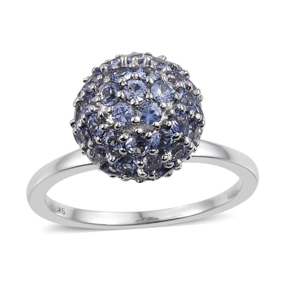 9K White Gold AA Ceylon Blue Sapphire (Rnd) Ball Ring 3.000 Ct.