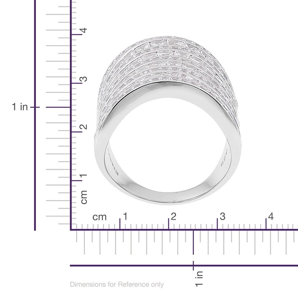 Designer Inspired-ELANZA Simulated White Diamond Wide Band Ring in Rhodium Plated Sterling Silver