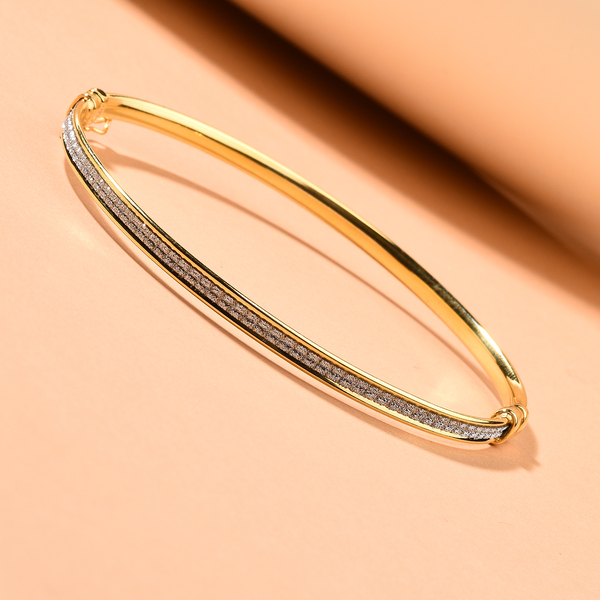 New York Close Out Deal - Diamond Cut Bangle (Size 7.5) with Clasp in Yellow Gold Overlay Sterling Silver