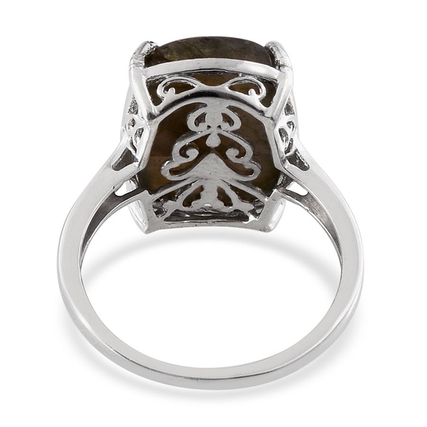 Labradorite (Cush) Ring in Platinum Overlay Sterling Silver 14.500 Ct.