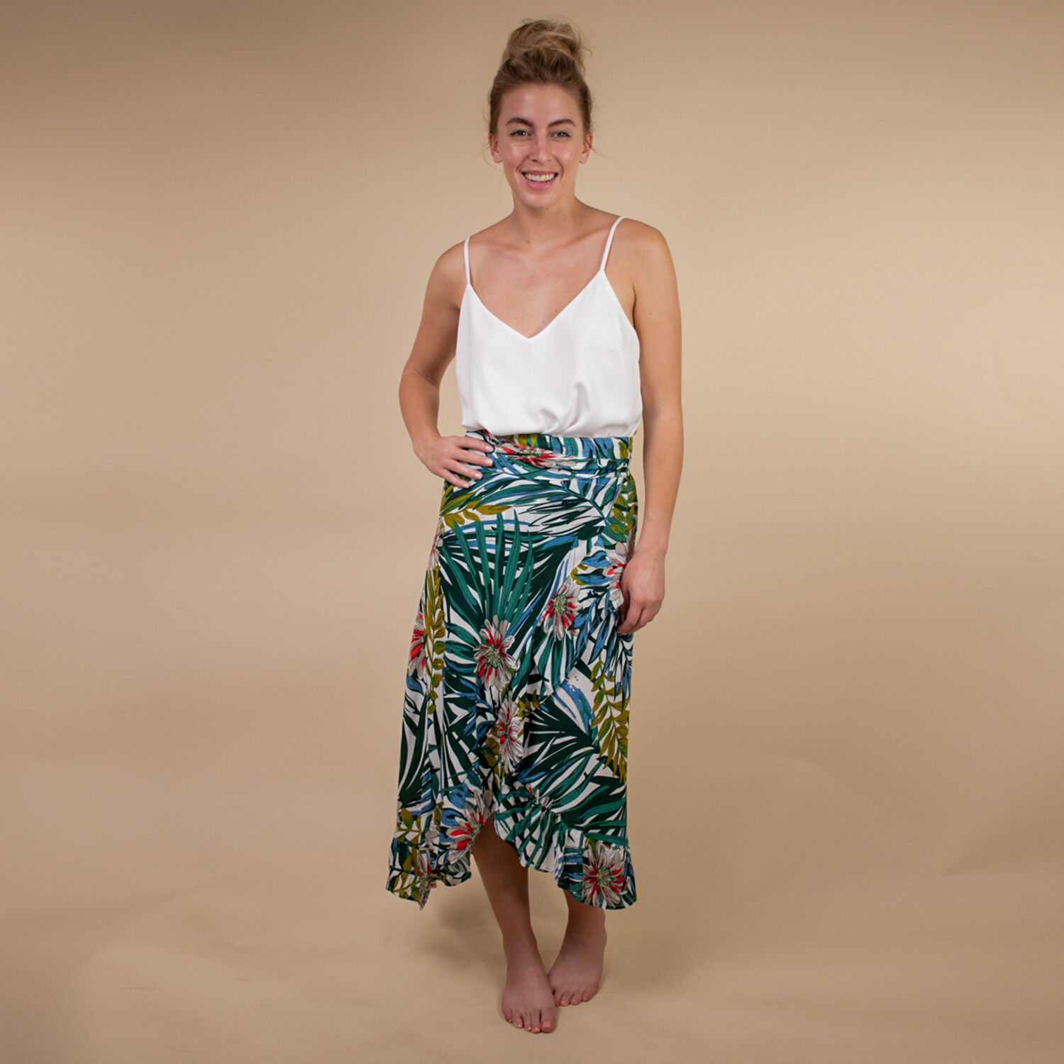 TAMSY Floral Printed Wrap Skirt - Green