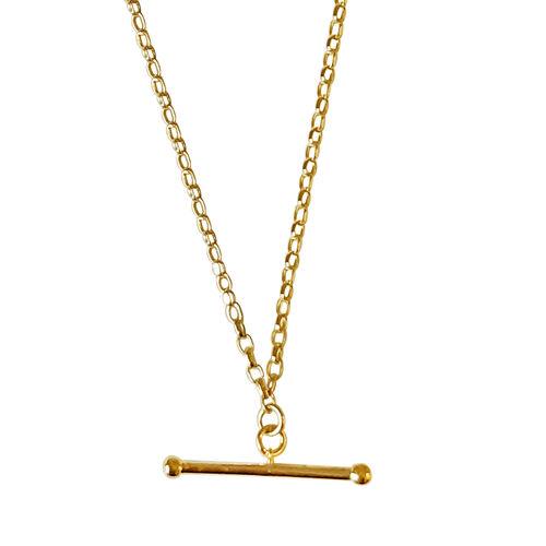 Hatton Garden Close Out Deal 9K Yellow Gold TBar Necklace (Size 17