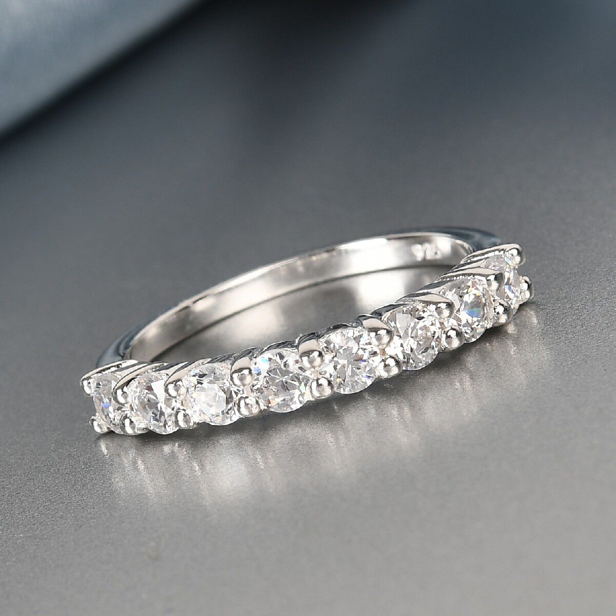 Lustro Stella - Sterling Silver Half Eternity Ring Made with Finest CZ 1.450 Ct.