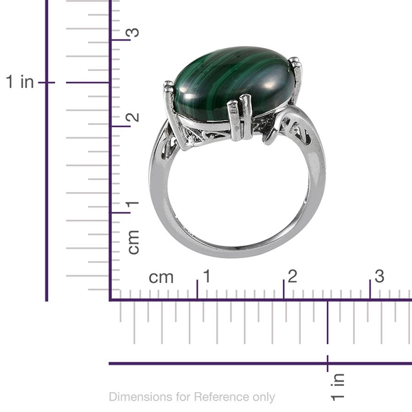 Malachite (Ovl) Ring in ION Plated Platinum Bond 14.000 Ct.