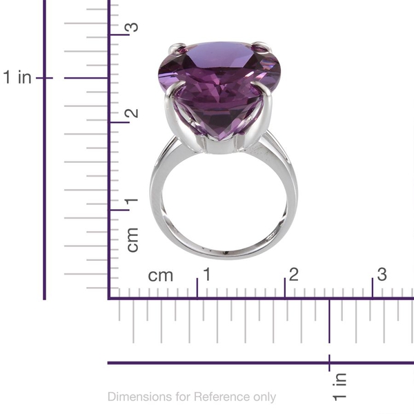 Lavender Alexite (Ovl) Solitaire Ring in Platinum Overlay Sterling Silver 28.750 Ct.