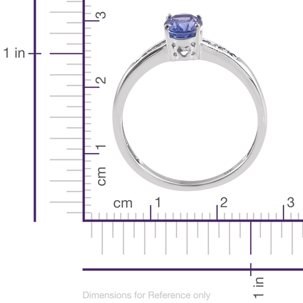 9K White Gold 0.90 Ct AA Tanzanite Ring with Diamond (G-H)