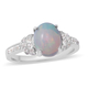 Ethiopian Welo Opal and Natural Cambodian Zircon Ring in Rhodium Overlay Sterling Silver 1.44 Ct.
