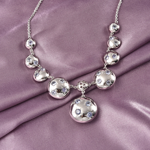 RACHEL GALLEY Orbit Collection - Tanzanite Necklace (Size 20) in Rhodium Overlay Sterling Silver 2.7