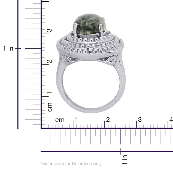 Siberian Seraphinite (Ovl) Ring in Platinum Overlay Sterling Silver 4.500 Ct.