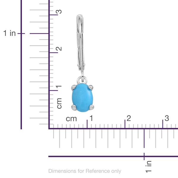 Arizona Sleeping Beauty Turquoise (Ovl) Lever Back Earrings in Rhodium Plated Sterling Silver 1.000 Ct.