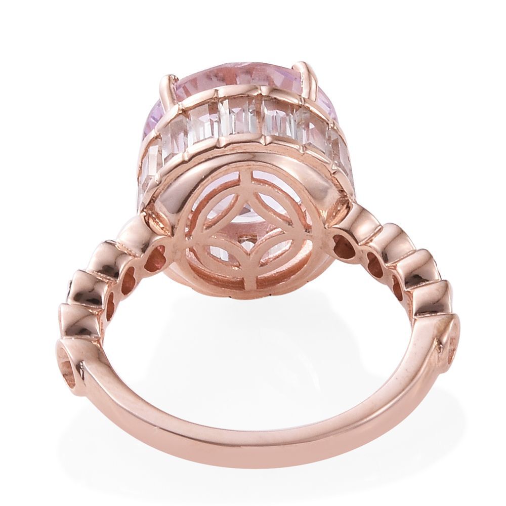 GP Rose De France Amethyst (Rnd 5.75 Ct), Rhodolite Garnet, White Topaz and Kanchanaburi Blue Sapphire Ring in Rose Gold Overlay Sterling Silver 8.750 Ct.