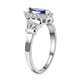 Tanzanite and Natural Cambodian Zircon Ring in Platinum Overlay Sterling Silver