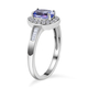 Tanzanite and Diamond Ring in Platinum Overlay Sterling Silver 1.10 Ct.