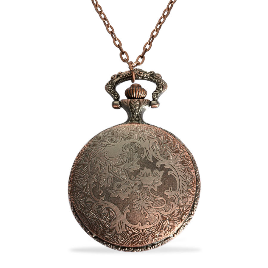 STRADA Japanese Movement Roman Number Dial ZODIAC Cancer Pocket Watch with Chain (Size 32) in Rose Tone