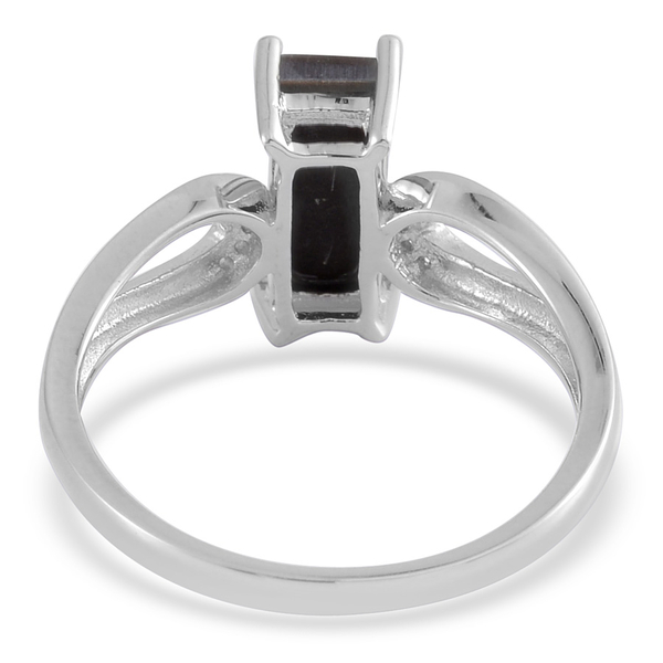 Canadian Ammolite (Bgt 1.65 Ct), White Topaz Ring in Platinum Overlay Sterling Silver 1.750 Ct.