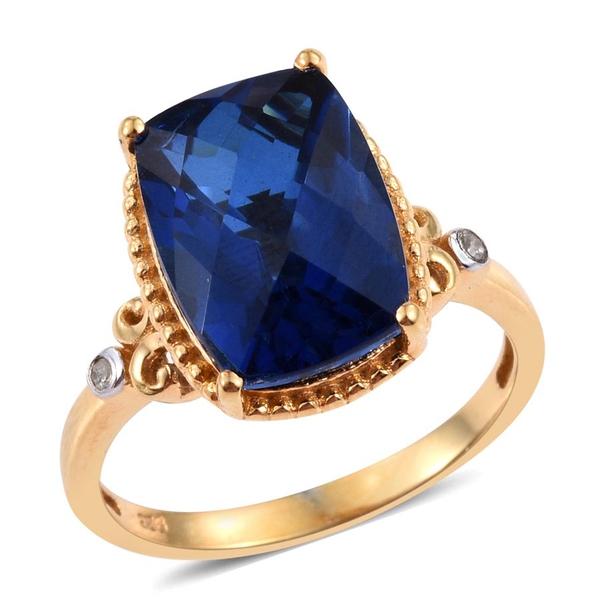 Ceylon Colour Quartz (Cush), Diamond Ring in 14K Gold Overlay Sterling Silver 6.500 Ct.