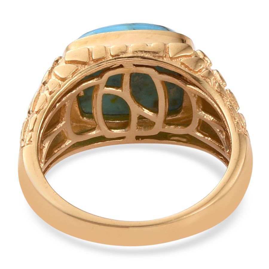 Arizona Matrix Turquoise (Cush) Solitaire Ring in 14K Gold Overlay Sterling Silver 4.500 Ct. Silver wt 5.80 Gms.