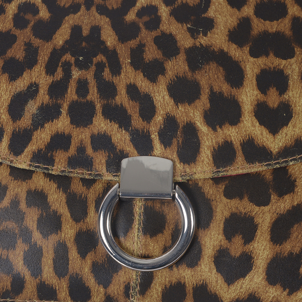 Close Out Deal Super Chic Leopard Print 100% Genuine Leather Handbag (Size 25x25 x8.5 Cm)