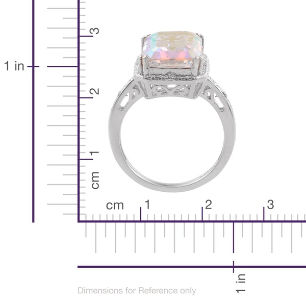 Mercury Mystic Topaz (Oct), Natural Cambodian Zircon Ring in Platinum Overlay Sterling Silver 9.250 Ct.