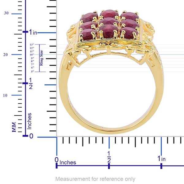 African Ruby (Ovl), White Topaz Ring in Yellow Gold Overlay Sterling Silver 6.040 Ct.