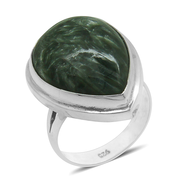 Royal Bali Collection Siberian Seraphinite (Pear) Ring in Sterling Silver 11.460 Ct.