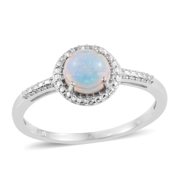 Ethiopian Opal (Rnd) Solitaire Ring in Platinum Overlay Sterling Silver 1.000 Ct.