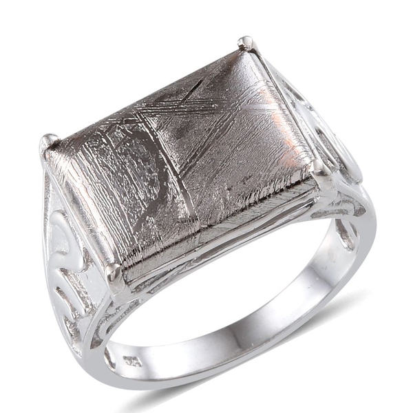 Meteorite (Bgt) Ring in Platinum Overlay Sterling Silver 16.500 Ct.