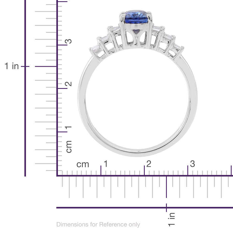 ILIANA 18K W Gold AAA Ceylon Blue Sapphire (Ovl), Diamond Ring 1.000 Ct.