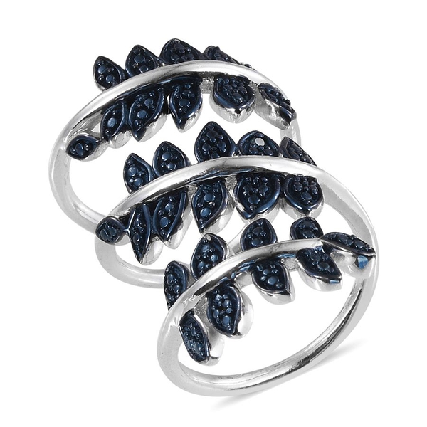 Blue Diamond (Rnd) Spiral Ring in ION Plated Platinum Bond
