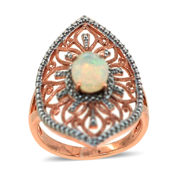 Ethiopian Welo Opal (Ovl) Ring in 14K Rose Gold Overlay Sterling Silver 1.020 Ct.