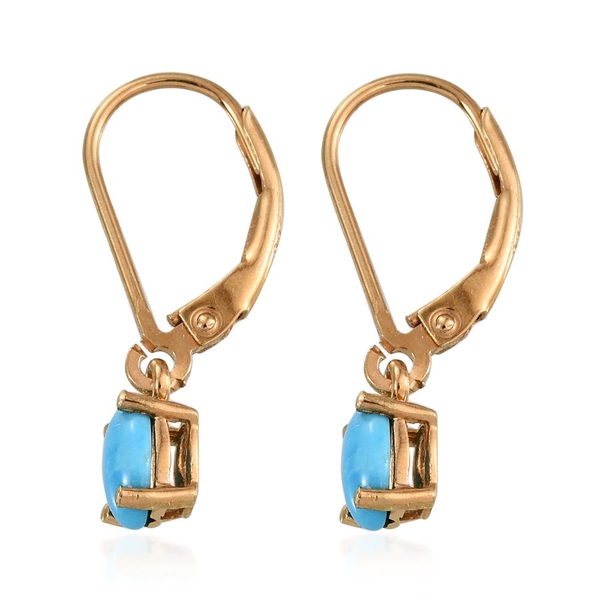Arizona Sleeping Beauty Turquoise (Ovl) Earrings in 14K Gold Overlay Sterling Silver 0.750 Ct.