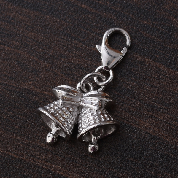 Bow Bells Charm in Platinum Plated 925 Sterling Silver