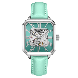 Gamages Of London Skeleton Oasis Ladies Automatic Movement Blue Dial Water Resistant Watch with Blue