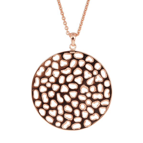 RACHEL GALLEY Rose Gold Overlay Sterling Silver Enkai Sun Pendant With Chain (Size 30), Silver wt 21.97 Gms.