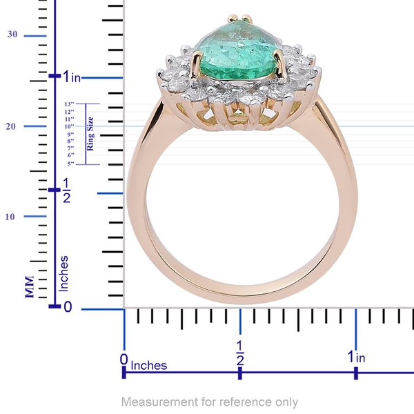 ILIANA 18K Y Gold Boyaca Colombian Emerald (Pear 1.00 Ct), Diamond Ring 1.250 Ct.