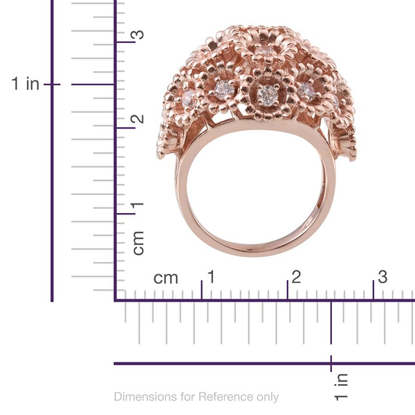 Lustro Stella - Rose Gold Overlay Sterling Silver (Rnd) Ring Made with Finest CZ