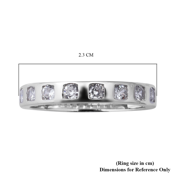 ELANZA Simulated Diamond Band Ring in Rhodium Overlay Sterling Silver