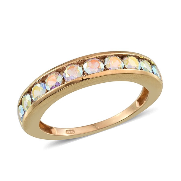 Mercury Mystic Topaz (Rnd) Half Eternity Band Ring in 14K Gold Overlay Sterling Silver 2.000 Ct.